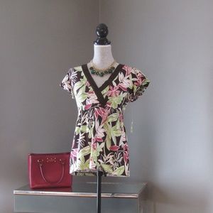 NEW Style & Co. Petite Brown Pink Floral Tunic MP